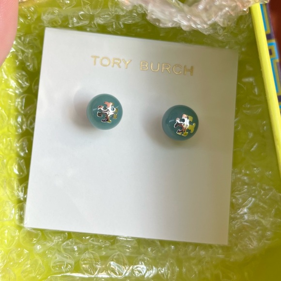 NEW Tory Burch Kira Pearl Stud Earrings Blue OS - Picture 2 of 12